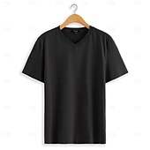 billiga Herrarnas Elite T-shirts och linnen-Herr T-shirt T-tröja Kort ärm V-hals Sommar Vår Höst Slät Mode Designer Klassisk Semester Gata Utekväll Svart Topp t-shirt för män