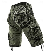 abordables Clásico-Hombre Pantalones cortos tácticos Pantalón Corto Cargo Pantalón corto Botones Multi bolsillo Plano Listo para vestir Longitud de la rodilla Exterior Diario Acampada y Senderismo Moda Clásico Negro
