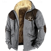 cheap Men&#039;s 3D Hoodies-Men&#039;s Color Block Cow Hoodie Hoodies Sweatshirt Zip Hoodie Long Sleeve Hooded Sweatshirt Hooded Daily 3D Print Holiday Vacation Going out Blue Brown Fleece Winter Designer