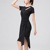 economico Abiti da Pratica-Balli latino-americani Abito Traforato Colore Puro A fantasia Per donna Prestazioni Addestramento Manica corta Alto Poliestere