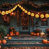 billige Halloween utendørs-solenergi halloween gresskar string lys lyser opp gresskar jack o lanterne 5m 20leds 7m 30leds 8 moduser husholdning vanntett for halloween hage hage hage plen balkong dekorasjon