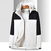 economico Softshell, pile e giacche da escursionismo-Per uomo Giacca Softshell Giubbino da escursione All&#039;aperto Color Block Antivento Resistente all&#039;acqua Felpa con cappuccio Giacca a vento Campeggio / Escursionismo / Speleologia Viaggi Nero Bianco