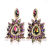 abordables Pendientes-Mujer Pendientes cortos Geométrico Sol resplandeciente Precioso Importante Personalizado Diamante Sintético Aretes Joyas Plata / Rojo claro / Arco Iris Para Boda Fiesta Diario 1 Par