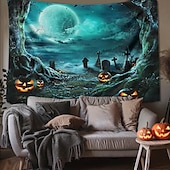 olcso halloween faliszőnyegek-halloween dekorációk gobelin jack o lámpás tök dekor fal művészet nagy függő gobelin falfestmény dekoráció fénykép háttér takaró függöny otthon hálószoba nappali koponya csontváz denevér temető