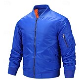 preiswerte Herrenjacken &amp; Herrenmäntel-Herren Bomberjacke übergangsjacke Ausgehen Tasche Frühling &amp; Herbst Einfach Klassisch Stehkragen Regulär Schwarz Gelb Rot Königliches Blau Hellgrau Jacken