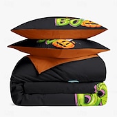 levne Sady přikrývek-kolekce halloween sada povlaků na přikrývky Jack o lucerna dýně 3dílná sada super měkká šetrná k pokožce s dlouhou životností