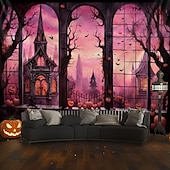 billiga Halloween dekoration-rosa halloween dekorationer fönsterhängande gobeläng väggkonst stor gobeläng väggmålning dekor fotografi bakgrund filt gardin hem sovrum vardagsrum dekoration