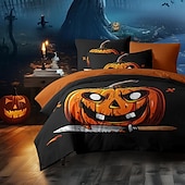 levne Sady přikrývek-kolekce halloween sada povlaků na přikrývky Jack o lucerna dýně 3dílná sada super měkká šetrná k pokožce s dlouhou životností