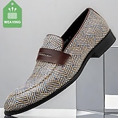 abordables Mocasines de cuero de primera calidad-Hombre Zapatos de taco bajo y Slip-On Mocasines Mocasines clásicos Cuero Piel de vaca italiana de plena flor Tejido de nailon Cómodo Antideslizante Mocasín Café
