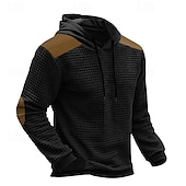 voordelige basic hoodies voor heren-Voor heren Wafel Hoodies Trui met capuchon Abrikoos Zwart Leger Groen Lichtgrijs Capuchon Kleurenblok Lapwerk Met Textuur Sport &amp; Outdoor Dagelijks Feestdagen Polyester Streetwear Basic Casual Lente