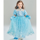 abordables Costumes pour filles-La Reine des neiges Conte de Fées Princesse Cendrillon Elsa Robe de demoiselle d&#039;honneur Costume de soirée à thème Robes en tulle Douce Lolita Cosplay de Film for Fille Enfants Carnaval Fête / Soirée