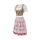 olcso Dirndl-Női Karneváli Oktoberfest Sör Jelmez Dirndl Trachtenkleider Szobalány Német München Wiesn Hagyományos Stílusú Ruhával Oktoberfestre