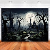 cheap Halloween Wall Tapestries-Halloween Creepy Forest Hanging Tapestry Wall Art Large Tapestry Mural Decor Photograph Backdrop Blanket Curtain Home Bedroom Living Room Decoration Glommy Ghost Graveyard