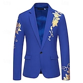 economico Blazer Classici da Uomo-Per uomo Giacca Attività commerciale Ricevimento di matrimonio Senza pantaloni eleganti Di tendenza Informale Primavera &amp; Autunno Poliestere Tessuto uniforme Liscio Stampe Pulsante Casual / quotidiano