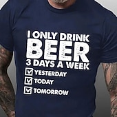 お買い得  メンズグラフィックTシャツ-メンズファニーグラフィックTシャツ：「私は週に3日だけビールを飲む - 昨日、今日、明日」ユーモアあふれるライフスタイルショートスリーブTシャツ