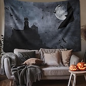 olcso halloween faliszőnyegek-halloween dekorációk gobelin jack o lámpás tök dekor fal művészet nagy függő gobelin falfestmény dekoráció fénykép háttér takaró függöny otthon hálószoba nappali koponya csontváz denevér temető