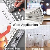 cheap Office Supplies-Paper Clam Clip Dispenser Handheld File Document Clipper with 50 Reuseable Stainless Steel Refill Clips for Home Office School