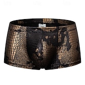economico Boxer da uomo-Per uomo 1 pc Boxer Poliestere Traspirante Morbido Comodo Pelle di serpente A vita medio-alta Argento Nero
