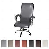 abordables Housse de chaise-housse de chaise de bureau imperméable et extensible - design simple et moderne - housse de chaise d&#039;ordinateur en cuir PU - durable et facile à nettoyer - parfaite pour protéger et améliorer les