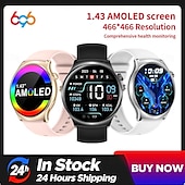 preiswerte Intelligente Armbänder-696 i101 Smartwatch 1.43 Zoll Smart-Armband Bluetooth Anruferinnerung Schlaf-Tracker Herzschlagmonitor Kompatibel mit Android iOS Damen Freisprechanlage Nachrichterinnerung IP 67 45mm Uhrengehäuse