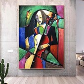 preiswerte Gemälde mit Menschen-das Cellisten-Portraitgemälde - handgemaltes kubistisches Ölgemälde auf Leinwand, handgemaltes Musiker-Geigen-Cello-Gemälde für Schlafzimmer-Wohnzimmer-Kunstwerk