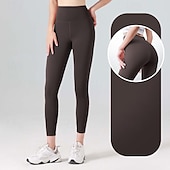 economico Leggings e collant da yoga-Per donna Pantaloni da yoga Leggings da yoga Fascia Elastica Vita Alta Yoga Allenamento in Palestra Pilates Collant Grigio scuro Nero Avorio Gli sport Abbigliamento sportivo Elasticizzato Taglia