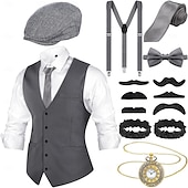 economico Outfit-Retrò Vintage Anni Ruggenti Anni 1920 Abiti Gilet Cappello Panama Il grande Gatsby Charleston Gentiluomo Moda Per uomo Natale Halloween Carnevale Balli di fine anno Addio al Nubilato Festival Adulti