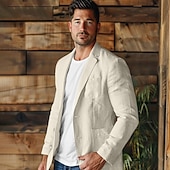 preiswerte Herren Elite Oberbekleidung-Herren Leinenblazer Blazer Geschäft Formeller Abend Hochzeitsfeier Ohne Futter Mode Lässig Frühling &amp; Sommer 100% Leinen Leinen Einfarbig Tasche Lässig / Alltäglich Einreihig Blazer Dunkelgrau