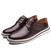 baratos Casual-sapatos masculinos casuais azul marinho - elegantes oxfords de couro com cordões e sola branca para negócios e uso diário