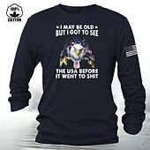 economico Magliette grafiche da uomo-Bandiera americana degli Stati Uniti Aquila stampa di lettere Erica grigia Bianco Vino maglietta Per uomo Grafico 100% cotone Camicia Classico Informale Camicia Manica lunga Maglietta comoda