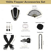 economico Abiti degli anni '20-Set Anni Ruggenti Anni 1920 Lunghezza al ginocchio Vestito Abito Flapper Abiti con accessori Senza maniche Il grande Gatsby Charleston Invitato al matrimonio Paillettes Frangia con nappe Piuma Scollo