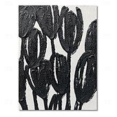 voordelige Abstracte schilderijen-handgemaakte olieverf canvas kunst aan de muur decoratie abstracte textuur zwart-witte bloemen voor huisdecoratie gerold frameloos ongerekt schilderij