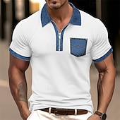 preiswerte Herren Klassisches Polo-Herren Poloshirt Golfhemd Casual Festtage Kargen Viertel Postleitzahl Kurzarm Modisch Basic Farbblock Viertel Postleitzahl Sommer Regular Fit Hellblau Schwarz Weiß Khaki Hellgrau Poloshirt