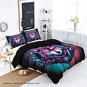 cheap Duvet Cover Sets-Cyberpunk Style Sci-Fi Animal Duvet Cover Set Includes Duvet Cover and Pillowcases Futuristic and Vibrant Design Soft and Durable Fabric Perfect for Adding an Edgy Touch to Your Bedroom Decor