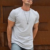 Недорогие Футболки и майки для бега-Муж. Футболка для бега С короткими рукавами Футболка Футболка Повседневные Одежда для спорта и отдыха Лето Однотонный Быстровысыхающий Мягкий Дышащий Тренировка в тренажерном зале Прогулки Бег