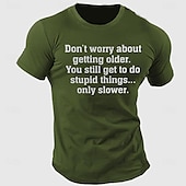 cheap Men&#039;s Graphic T Shirt-Men&#039;s Funny Letter Print T Shirt Tee Top 100% Cotton Short Sleeve Graphic Shirt Black Army Green Comfortable Tee Street Sports Outdoor Fashion Designer Clothing