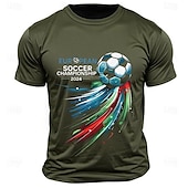 economico Magliette grafiche da uomo-Per uomo Lettere &amp; Numeri Maglietta da calcio Calcio Maglietta 100% Cotone Manica Corta Grafico Camicia Nero Verde militare Blu scuro Maglietta comoda Streetwear Sport all&#039;Aperto Abbigliamento di