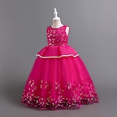 levne Párty šaty-Děti Dívčí Šaty na párty Pevná barva Flitry Puntíky Bez rukávů Svatební Vánoční Večírek Elegantní Princeznovské Polyester Maxi Flitrové šaty Šaty na párty Tylové šaty Léto Jaro Podzim 4-12 let Čern