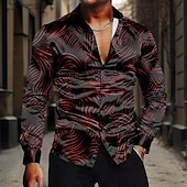 abordables Camisa de Satén para Hombre-Hombre Camisa Camisa de raso Camisa para Vestido Abotonar la camisa A Rayas Negro Amarillo Rojo Azul Piscina Manga Larga Cuello Vuelto Verano Primavera Ropa Abotonar