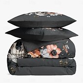 baratos Quarto de Halloween-Conjunto de capa de edredom com caveira floral de Halloween – inclui capa de edredom e fronhas – design assustador e festivo – tecido macio e confortável – perfeito para decoração de casa de Halloween
