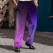 abordables Lâche-Homme Géométrique pantalon de costume Taille médiale Vêtement décontracté Formel Quotidien Zippé Poche Pantalon droit Eté Printemps Automne 3D effet Violet