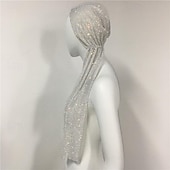 economico Accessori e altro-lussuosa fascia per capelli a maglia larga con strass - fascia elastica per turbante con cristalli e accenti scintillanti - perfetta per le donne in discoteca, rave party