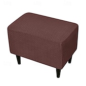 abordables Housse de pouf-Housse de pédale de tabouret housses de pouf extensibles en jacquard housses de rangement pliantes épaisses protecteur de repose-pieds carré avec fond élastique pour le salon