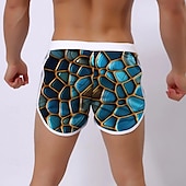 billiga Geometrisk tryck-Herr 3D Print Geometriska mönster Badshorts Boardshorts Beach Shorts Medium Midja Mode Designer Surfing Helgdag Strand Ficka Snörning Elastisk midja Designer Kläder