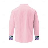 cheap Tropical Plants-Men&#039;s Floral Shirt Summer Hawaiian Shirt Aloha Shirt Long Sleeve Shirt Turndown Hawaiian Resort Outdoor Street Casual Daily Pink S M L