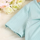 economico Completi per bambine-2 pezzi Bambino Da ragazza Farfalla All&#039;americana Abiti eleganti Impostato Manica corta Di tendenza Scuola 7-13 anni Estate Blu