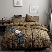 cheap Duvet Cover Sets-Leopard Print Duvet Cover Set - Includes Duvet Cover and Pillowcases - Stylish and Bold Animal Print Design - Soft and Comfortable Fabric - Perfect for Adding a Wild Touch to Your Bedroom Decor