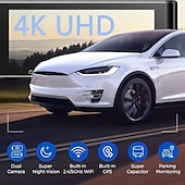 cheap Car DVR-4K Ultra HD 3-Channel Car Recorder 2K1080P1080P inside front and rear 3.19-inch IPS screen Super Night Vision Built-in 5G WiFi and GPS Rear Camera Mirror Flip Function 24-Hour Parking Mode