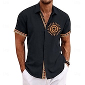 abordables Motif ethnique-Homme Ethnique Chemise Chemise boutonnée Manche Courte Décontractées Tribal Vacances du quotidien Eté Printemps Col rabattu Boutonner Impression 3D Noir Rouge Vert Gris