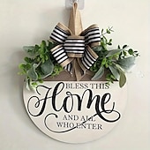 cheap Wreaths &amp; Garlands-1pc Crafting 12 Inches Welcome Sigh For Front Door Big Wooden Wreath Welcome Wreath Farmhouse Front Door Decoration Housewarming Gift for Home Outdoor Indoor